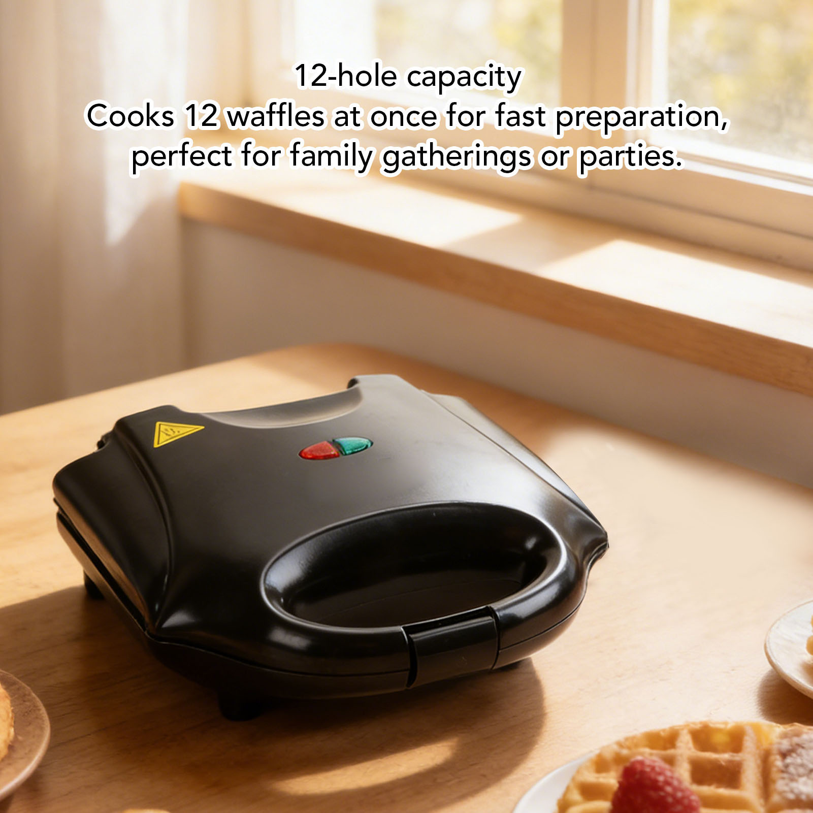 ウォールナットメーカー 750W、12個分の容量、焦げ付き防 - Mini Waffle Maker Machine のレビューと価格