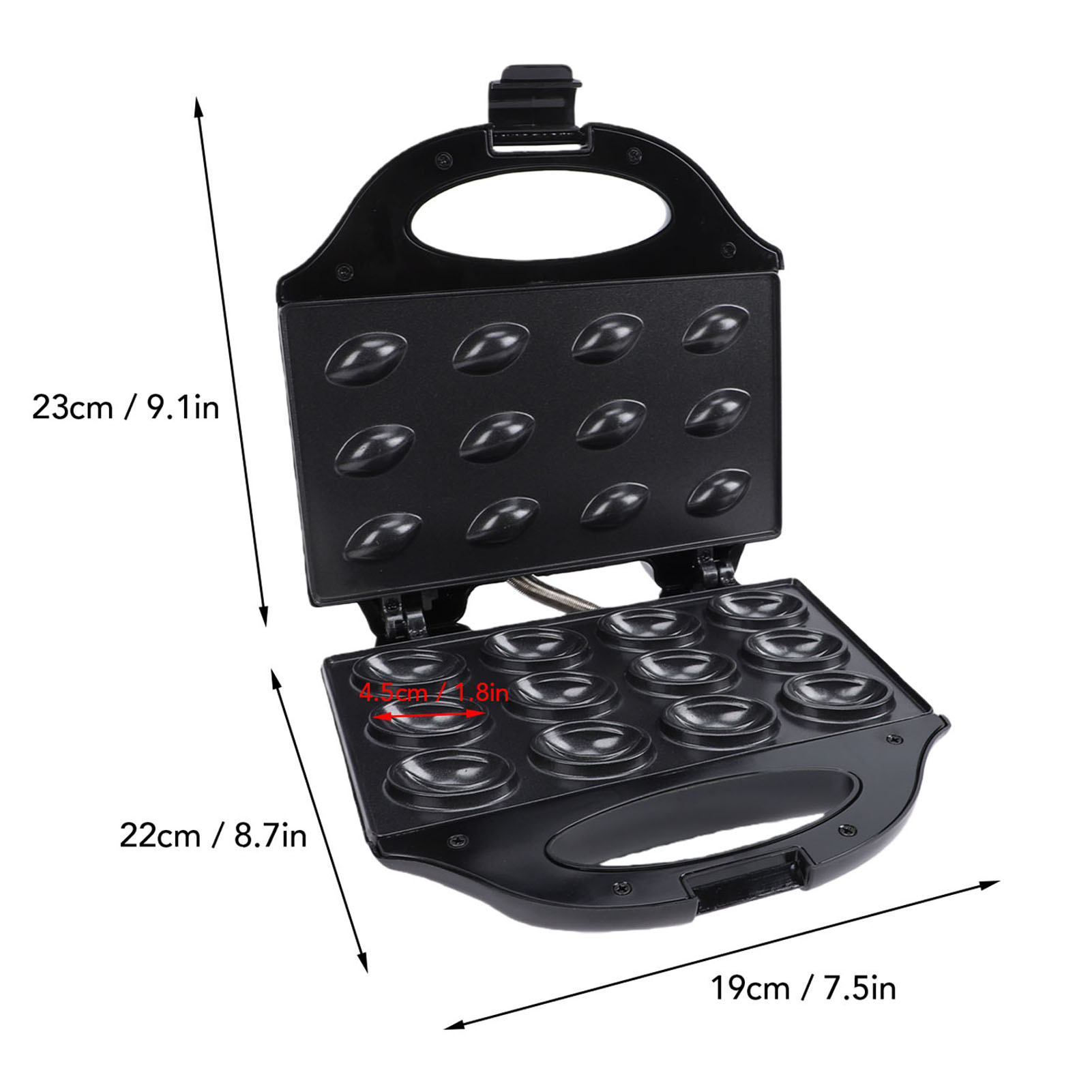 ウォールナットメーカー 750W、12個分の容量、焦げ付き防 - Mini Waffle Maker Machine のレビューと価格