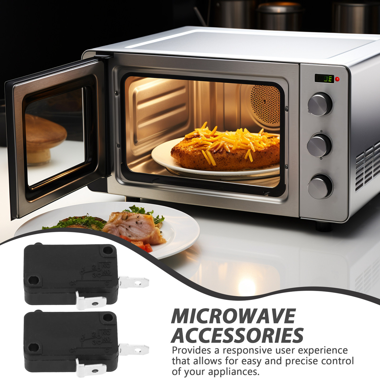 電子レンジのドア交換用マイクロスイッチ2個。2ピン、通常開、 - Home Appliances のレビューと価格