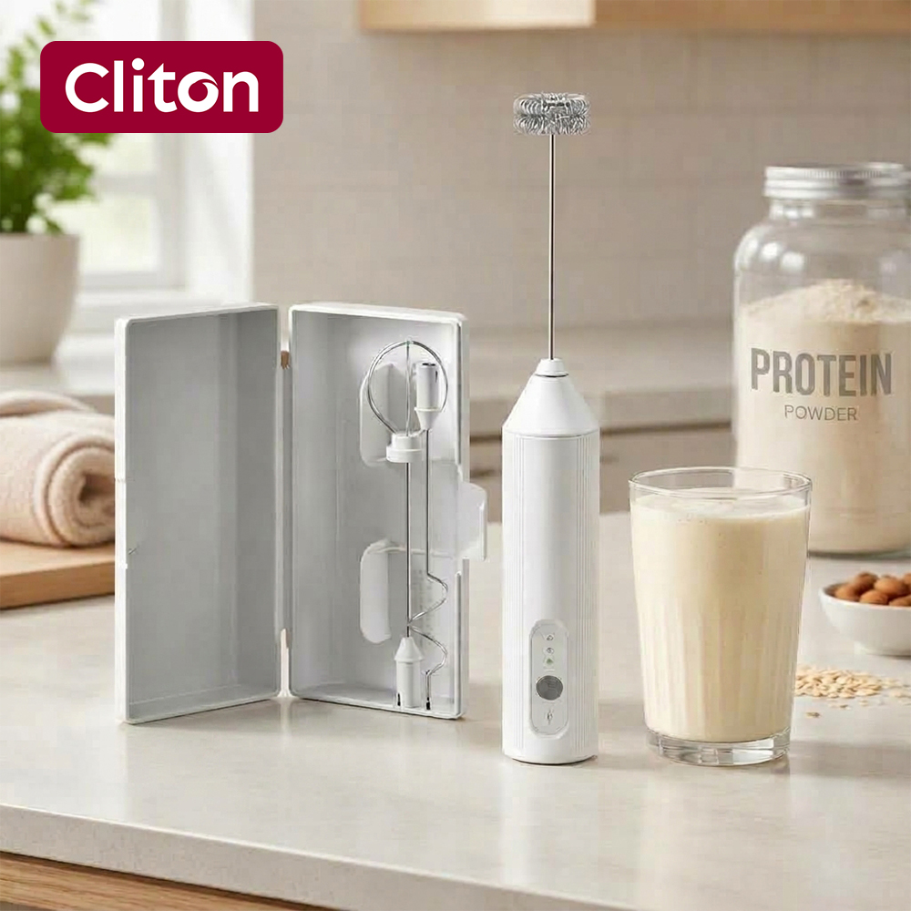 白色の多機能USB電動ミルクフォーマー。収納台付きの小型電動 - Electric Milk Frother Handheld のレビューと価格