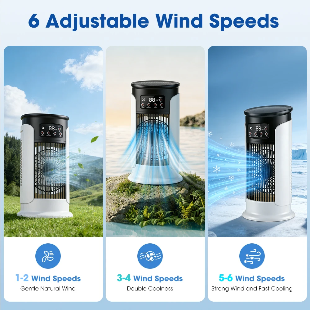 3in1家庭用扇風機エアコンポータブル6段階風量調節エアクー - Air Conditioners のレビューと価格